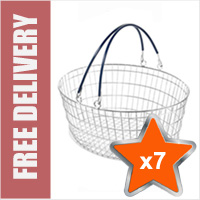 7 x 25 Litre Oval Wire Shopping Basket (Black Handles)